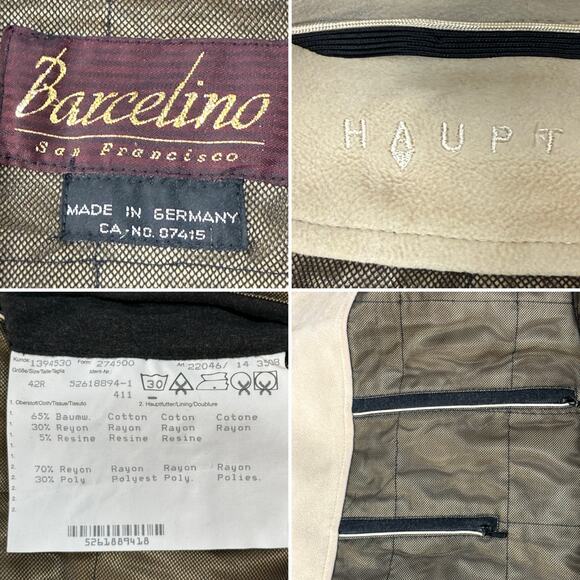 Men's 42R Barcelino SF Tan Car Coat Made in Germany Zip Pockets Cotton S/Med - Picture 7 of 15